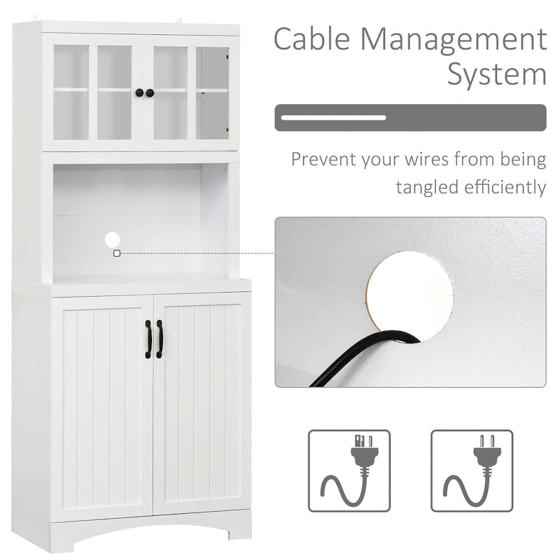 Buffet de cuisine blanc/gris avec porte vitrée, pour foyer de 2 personnes
