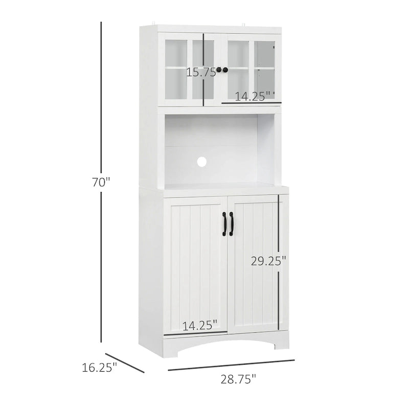 Buffet de cuisine blanc/gris avec porte vitrée, pour foyer de 2 personnes