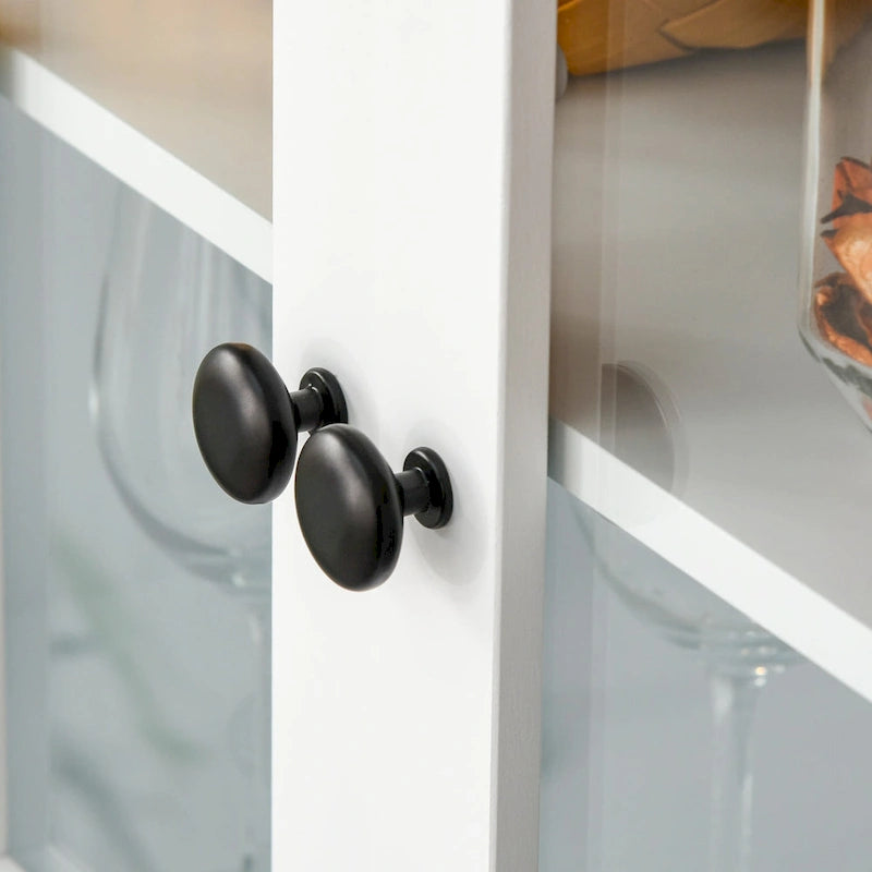 Buffet de cuisine blanc/gris avec porte vitrée, pour foyer de 2 personnes