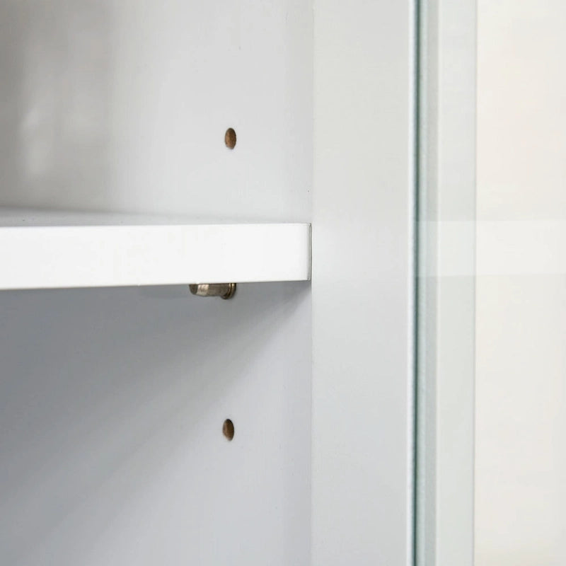 Buffet de cuisine blanc/gris avec porte vitrée, pour foyer de 2 personnes