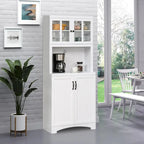 Buffet de cuisine blanc/gris avec porte vitrée, pour foyer de 2 personnes