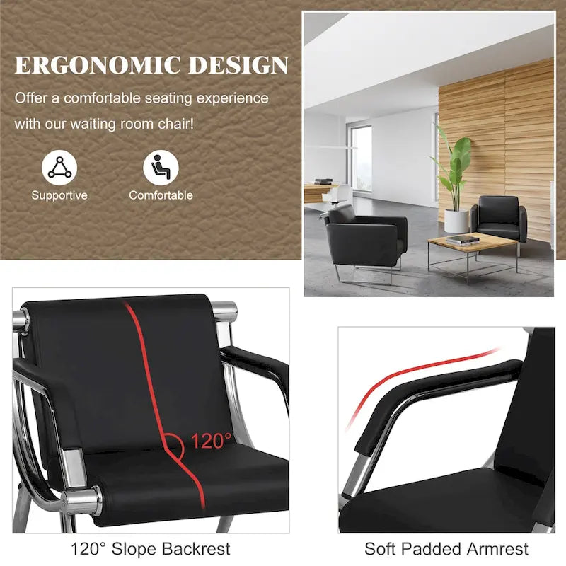 Banc d'attente en simili cuir noir/bleu, 1/2/3/4 places