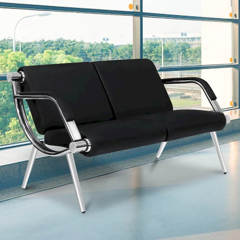 Banc d'attente en simili cuir noir/bleu, 1/2/3/4 places