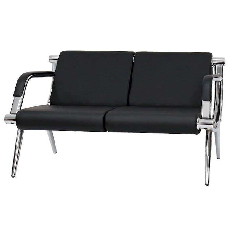 Banc d'attente en simili cuir noir/bleu, 1/2/3/4 places