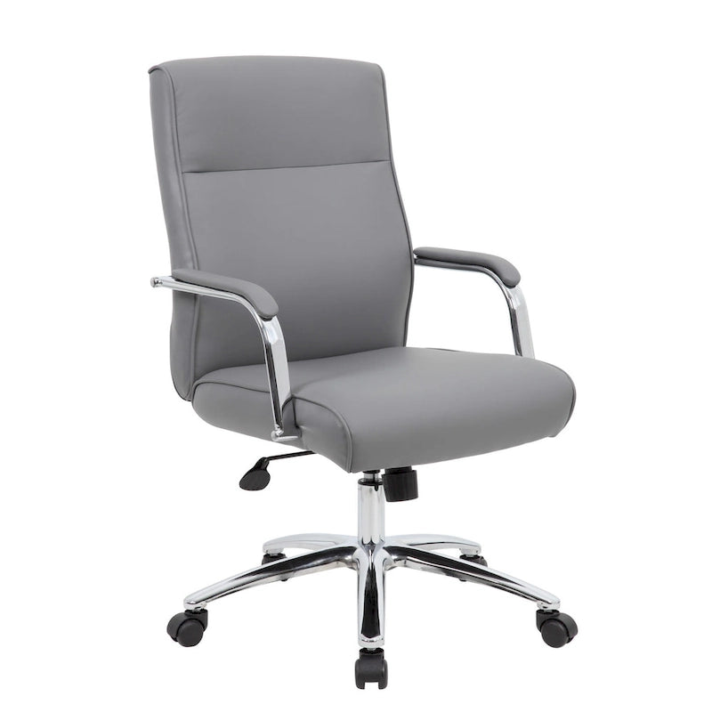 Fauteuil de conférence de direction gris / blanc / noir – Dossier haut, assise individuelle