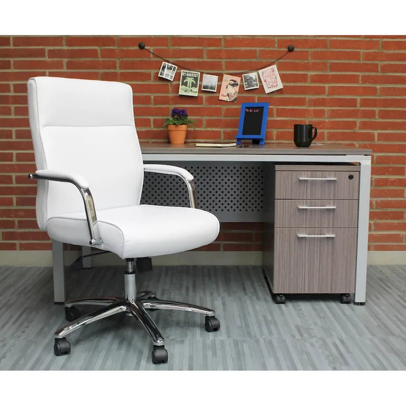 Fauteuil de conférence de direction gris / blanc / noir – Dossier haut, assise individuelle