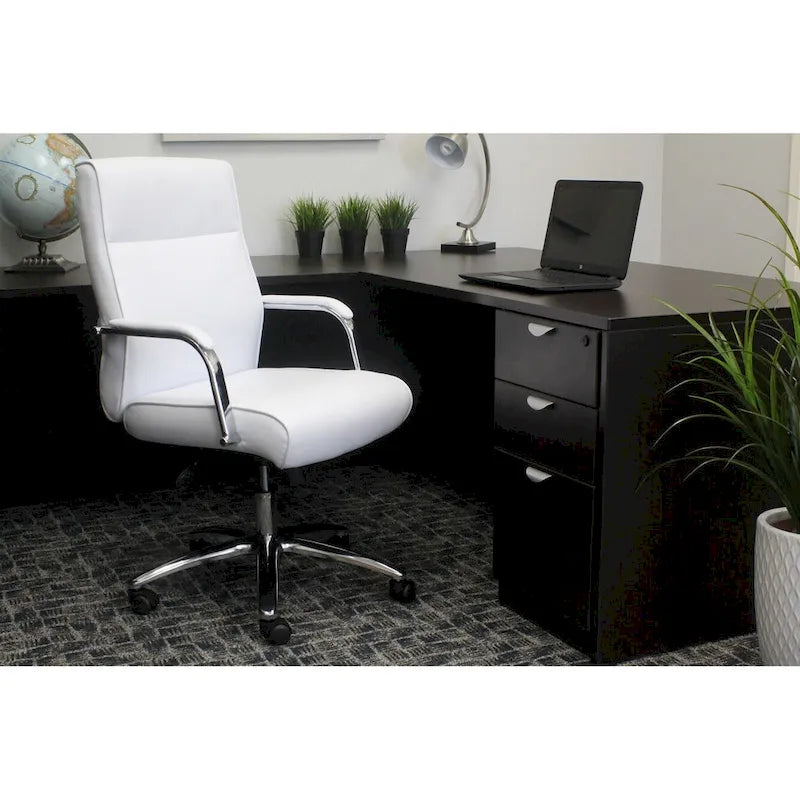 Fauteuil de conférence de direction gris / blanc / noir – Dossier haut, assise individuelle
