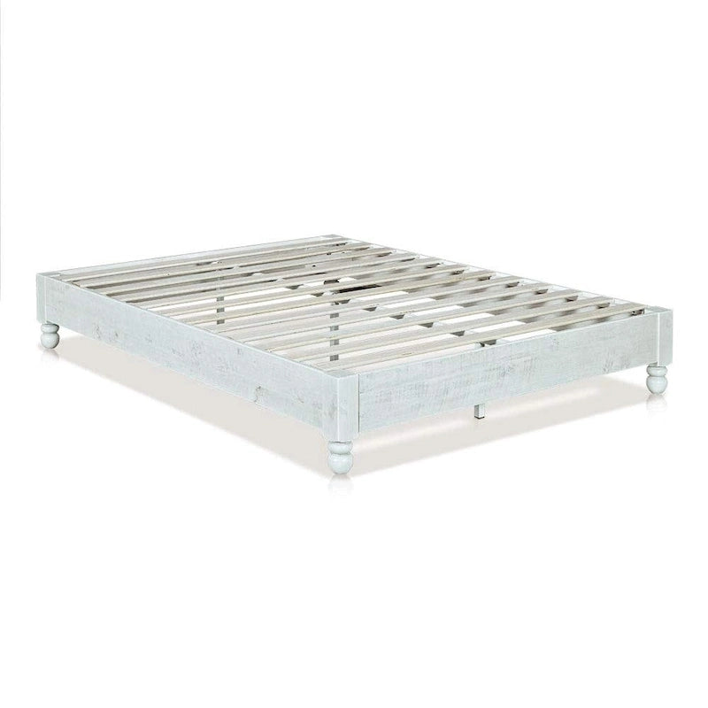 Cadre de lit plateforme en bois massif blanchi, lit double/Queen/King, 1 personne