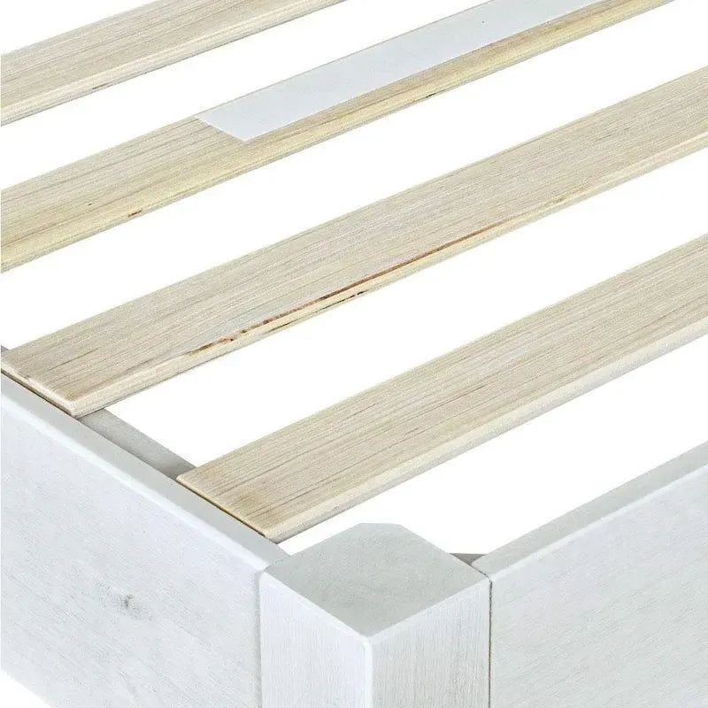 Cadre de lit plateforme en bois massif blanchi, lit double/Queen/King, 1 personne