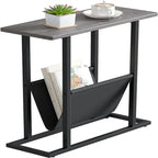 Table d'appoint étroite blanche / grise / noire / marron rustique avec sac de rangement, pour 1 personne