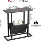 Table d'appoint étroite blanche / grise / noire / marron rustique avec sac de rangement, pour 1 personne