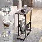 Table d'appoint étroite blanche / grise / noire / marron rustique avec sac de rangement, pour 1 personne