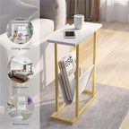 Table d'appoint étroite blanche / grise / noire / marron rustique avec sac de rangement, pour 1 personne