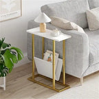 Table d'appoint étroite blanche / grise / noire / marron rustique avec sac de rangement, pour 1 personne