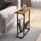 Table d'appoint étroite blanche / grise / noire / marron rustique avec sac de rangement, pour 1 personne