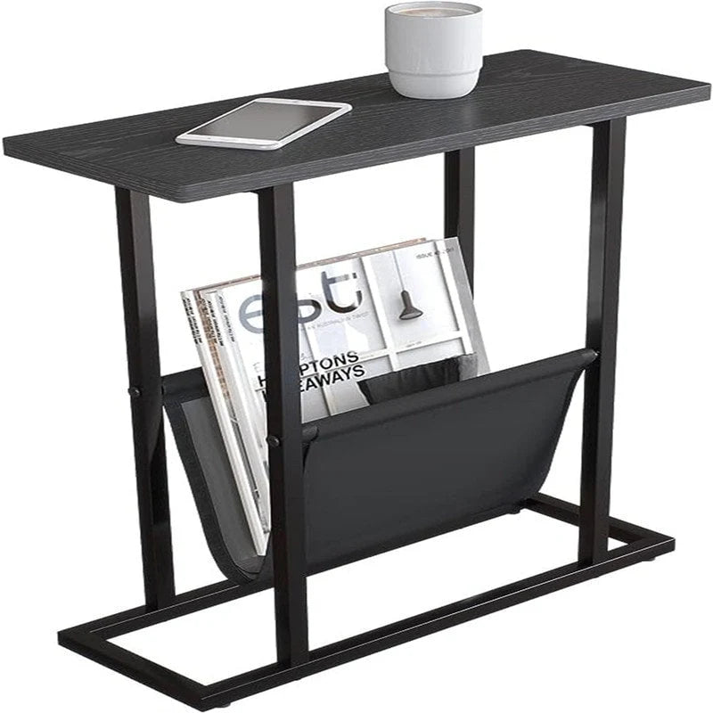 Table d'appoint étroite blanche / grise / noire / marron rustique avec sac de rangement, pour 1 personne