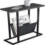 Table d'appoint étroite blanche / grise / noire / marron rustique avec sac de rangement, pour 1 personne