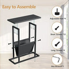 Table d'appoint étroite blanche / grise / noire / marron rustique avec sac de rangement, pour 1 personne