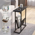 Table d'appoint étroite blanche / grise / noire / marron rustique avec sac de rangement, pour 1 personne