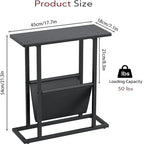 Table d'appoint étroite blanche / grise / noire / marron rustique avec sac de rangement, pour 1 personne