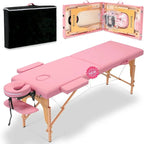 Table de massage pliante portable rose / bordeaux / crème / fuchsia / noire avec étui, simple