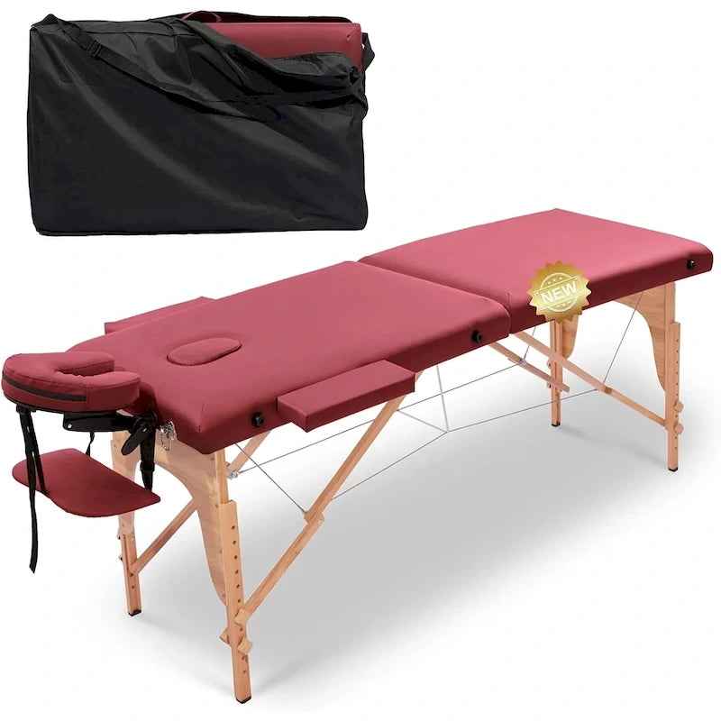 Table de massage pliante portable rose / bordeaux / crème / fuchsia / noire avec étui, simple