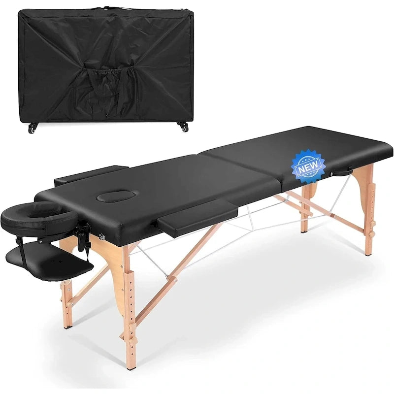 Table de massage pliante portable rose / bordeaux / crème / fuchsia / noire avec étui, simple