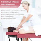 Table de massage pliante portable rose / bordeaux / crème / fuchsia / noire avec étui, simple