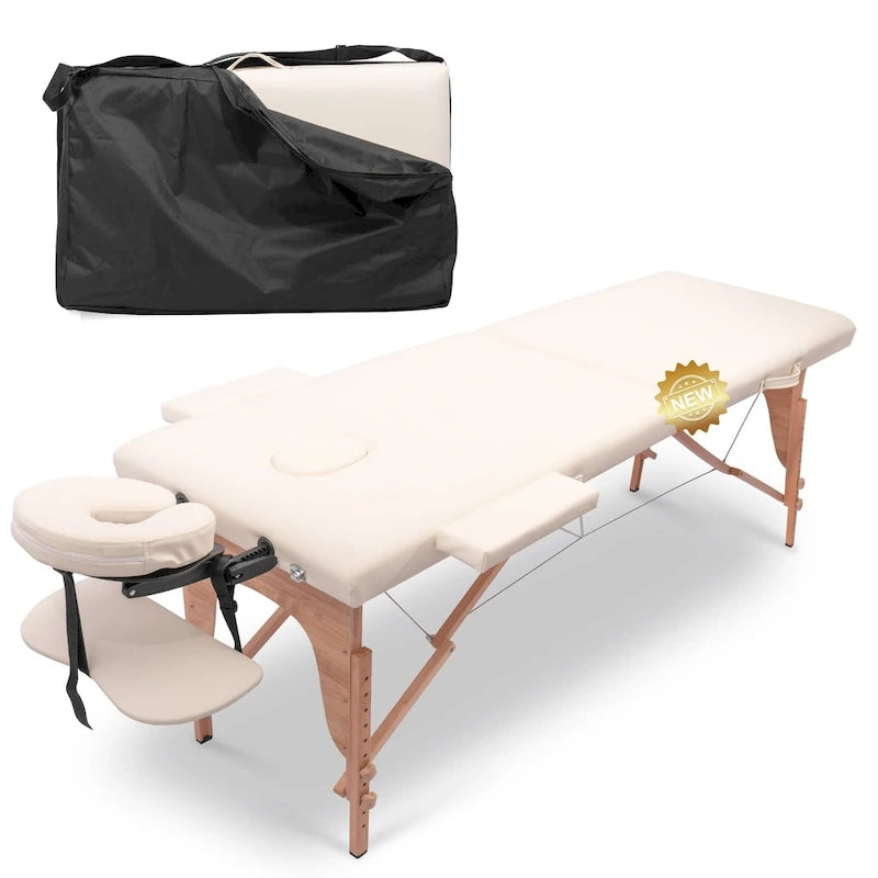 Table de massage pliante portable rose / bordeaux / crème / fuchsia / noire avec étui, simple