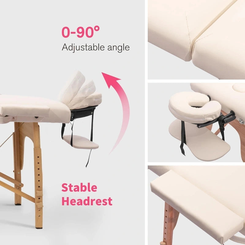 Table de massage pliante portable rose / bordeaux / crème / fuchsia / noire avec étui, simple