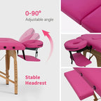 Table de massage pliante portable rose / bordeaux / crème / fuchsia / noire avec étui, simple