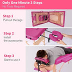Table de massage pliante portable rose / bordeaux / crème / fuchsia / noire avec étui, simple