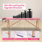 Table de massage pliante portable rose / bordeaux / crème / fuchsia / noire avec étui, simple
