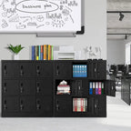 Casier de rangement métallique à 9 portes, Noir/Gris, Multi-utilisateurs