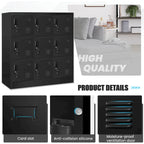 Casier de rangement métallique à 9 portes, Noir/Gris, Multi-utilisateurs
