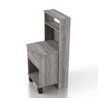 Table de chevet à 3 étagères et 1 tiroir, Chêne gris vintage / Noyer clair, 1 personne