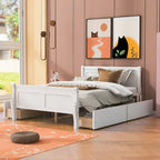 Lit double plateforme en bois avec 4 tiroirs Chêne / Blanc / Gris / Espresso, Pour 1