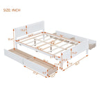 Lit double plateforme en bois avec 4 tiroirs Chêne / Blanc / Gris / Espresso, Pour 1
