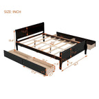 Lit double plateforme en bois avec 4 tiroirs Chêne / Blanc / Gris / Espresso, Pour 1
