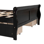 Lit double plateforme en bois avec 4 tiroirs Chêne / Blanc / Gris / Espresso, Pour 1