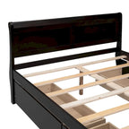 Lit double plateforme en bois avec 4 tiroirs Chêne / Blanc / Gris / Espresso, Pour 1