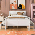Lit double plateforme en bois avec 4 tiroirs Chêne / Blanc / Gris / Espresso, Pour 1
