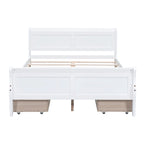 Lit double plateforme en bois avec 4 tiroirs Chêne / Blanc / Gris / Espresso, Pour 1