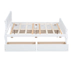 Lit double plateforme en bois avec 4 tiroirs Chêne / Blanc / Gris / Espresso, Pour 1