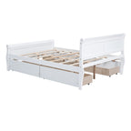 Lit double plateforme en bois avec 4 tiroirs Chêne / Blanc / Gris / Espresso, Pour 1