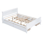 Lit double plateforme en bois avec 4 tiroirs Chêne / Blanc / Gris / Espresso, Pour 1