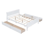 Lit double plateforme en bois avec 4 tiroirs Chêne / Blanc / Gris / Espresso, Pour 1