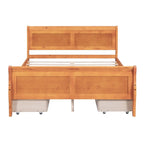 Lit double plateforme en bois avec 4 tiroirs Chêne / Blanc / Gris / Espresso, Pour 1