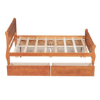 Lit double plateforme en bois avec 4 tiroirs Chêne / Blanc / Gris / Espresso, Pour 1