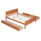 Lit double plateforme en bois avec 4 tiroirs Chêne / Blanc / Gris / Espresso, Pour 1